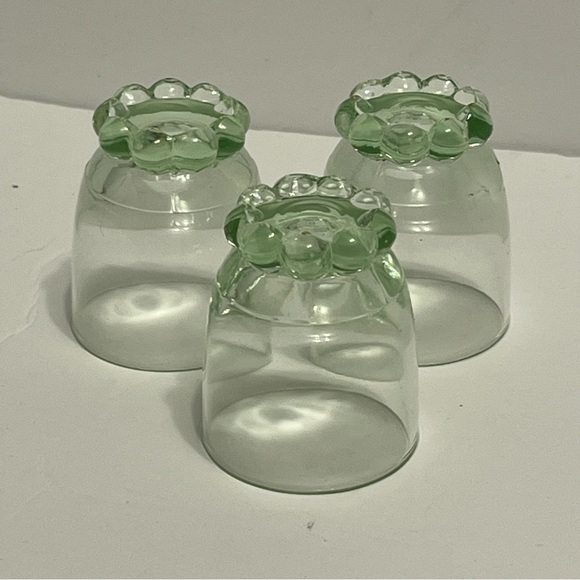 Candlewick Shot Glasses - Lot Of 3 - Green UV Glass - Picture 11 of 11
